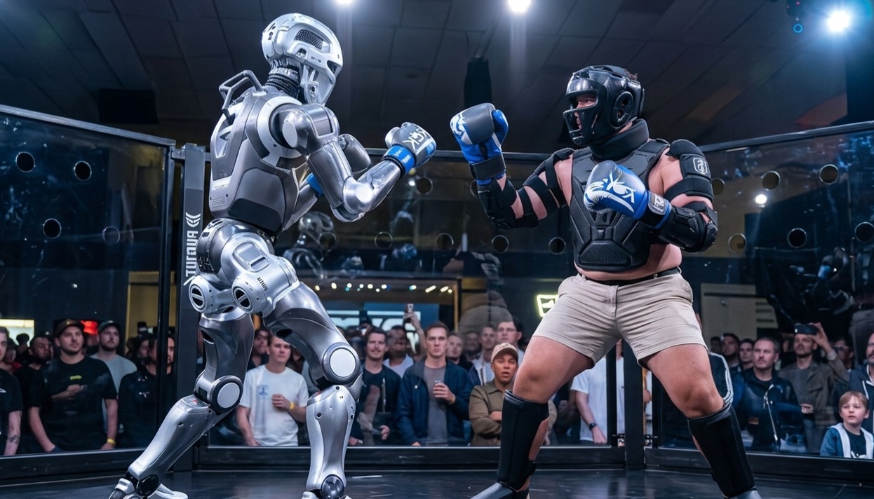 Human vs 6-Foot Humanoid Robot in Unusual Fight in San Francisco